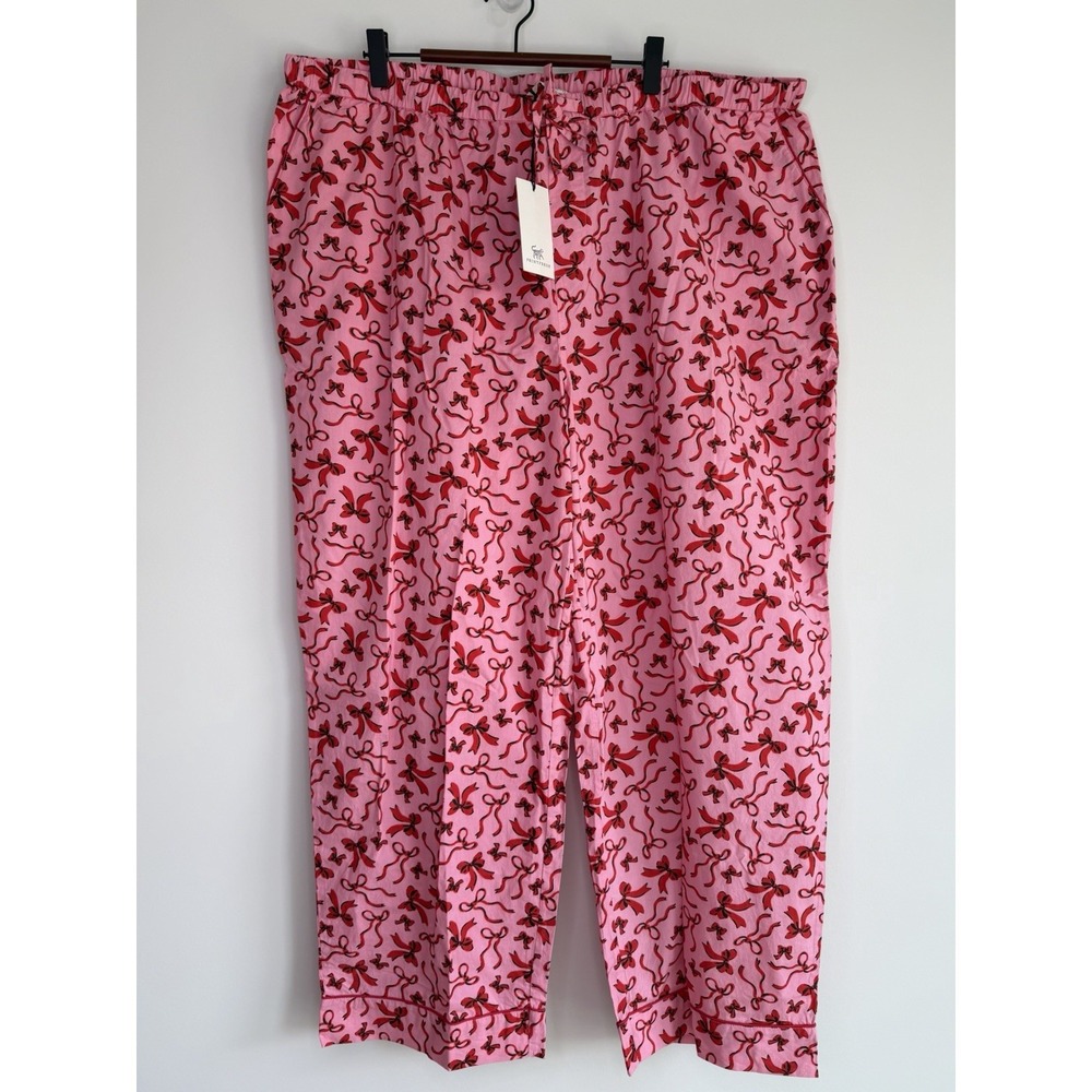 Print Fresh PJ Pants Bows Ribbons Size XL Organic Cotton Hot Pink Preppy NEW